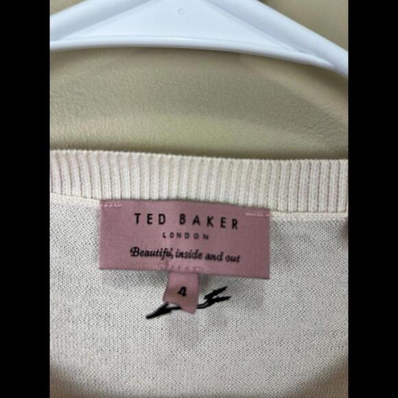 Ted Baker London Lace Front Cardigan Peach US 4 - Picture 3 of 5